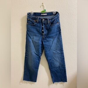 Levi's Women's Ribcage‎ Straight Ankle Button Fly Blue Jeans 30